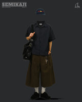 KEN Wrinkle Crop Check Half Shirts