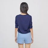 Lace V-neck Knit_navy