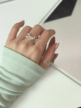 [2 set] Ribbon Twisted Bold Layered Ring Set 