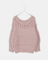 Renu Punching Round Neck Loose Fit Long Sleeve Long Knit