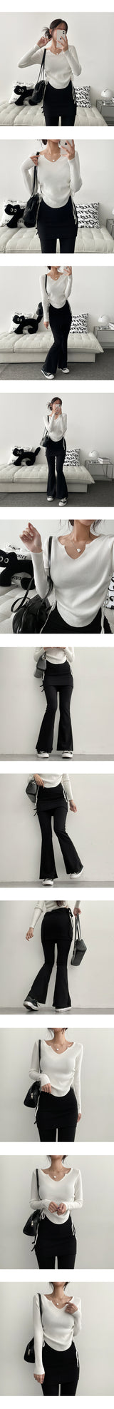 Strap banding bootcut skirt leggings