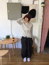 ヌアストライプヘンリーネックシャツ(2c)