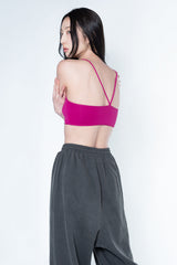 Back Tunnel Bra Top (Magenta pink)