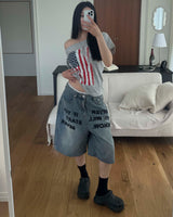 [Unisex] Bermuda denim pants