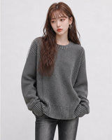 (UNISEX) ツートーン ラウンド ニット