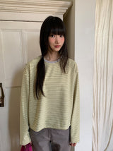 Henkan Stripe Color Matching Round Long Sleeve Tee