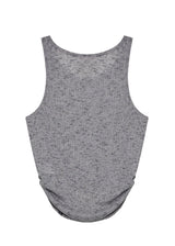 Linen Shirring Sleeveless Top_Dark Grey
