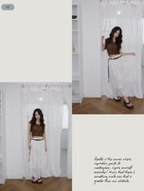 twill lace frill long skirt