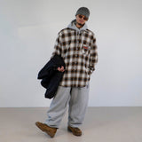 オンブレチェックシャツ (BROWN)