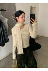 VネックスカーフボールドVネックニット
