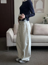 Button cotton wide pants(4color)
