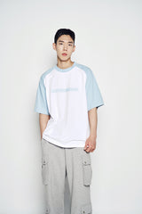 25SS コネクトロゴラグランショートスリーブTシャツ スカイブルー