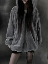 mink fur two-way hooded zip-up (2color)