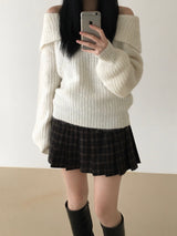 Candle off-shoulder knitwear (3 colors)