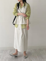 [Set-up Available] Catch Slit Banding Long Skirt