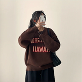 シオボールドレタリングボクシーラウンドニット