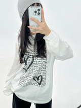 (LOVELY + HIP♥)レタリング長袖Tシャツ - 2カラー