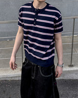 Diron Striped Henley Knit
