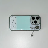[MADE] ドッティ ストライプ フォンケース ミント (epoxy silver bumper)
