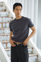 Cool curve half t-shirts(Charcoal)