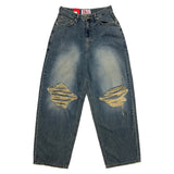 [OOTJ ITEM] ルステッドウィークデストロイドワイドルーズフィットロングデニムパンツ (Denim)