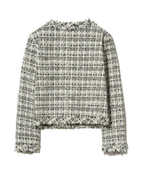 85-VIVAJ048 Multi-Color Crop Tweed Jacket Black