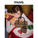 muva. Premium‑Feel Retro Leopard‑Print Brown Small Square Bag, Genuine‑Leather Convertible Cross‑body Purse for Autumn‑Winter, New Arrival Nov 7