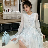 Lanna Sky Blue Cloud Pleated Dress