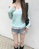 Vネック レイヤード T