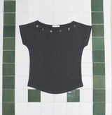 シェルキャップスリーブTシャツ (CHARCOAL)