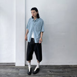 Button-Fly Structured Wide Shorts