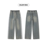ツーライン サイド ライトブルー デニム バンディングパンツ (one color)