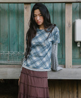 SHEER CHECK LAYERED LS TEE(CV2GFFT557A)
