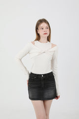 レイヤードツイストTシャツノースリーブセット Beige