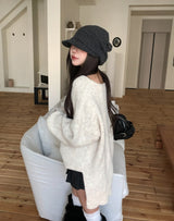 Tiyee slit V-neck unbalance long knit