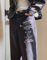 Aubert Lettering Wide Denim Pants