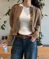 [F/W] ベーシックヘアラウンドネックカーディガン(3color)