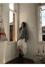 wool gray hood oversized fit knitwear