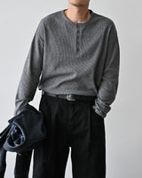 SIO ワッフルヘンリーネックロングスリーブTシャツ
