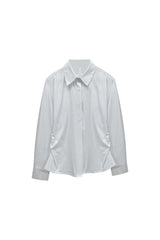 UNBALANCE SHIRRING SHIRT / WHITE
