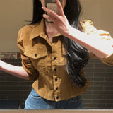 [BELLIDE MADE] Nuts, suede pintack semi-cropped blouse