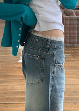 ピアッシングワイドデニムパンツ(S-L)