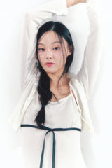 Knit Ribbon Shirring Top Set Ivory