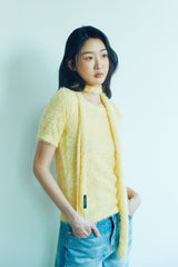ヘアリーニットマフラー（イエロー）