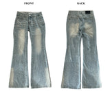  Touch Lace Trim Light Blue Bootcut Denim Pants