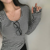 [BELLIDE MADE] Cookie, stripe finger hole T-shirt