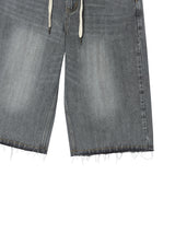 STRING CAPRI DENIM PANTS GREY