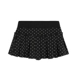 Rose Detail Dot Pleated Skirt 232514109