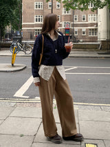 [MADE] Penton Cable V-Neck Crop Knit