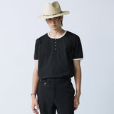 ヘンリーネックコンチョリンガーTシャツ ブラック
